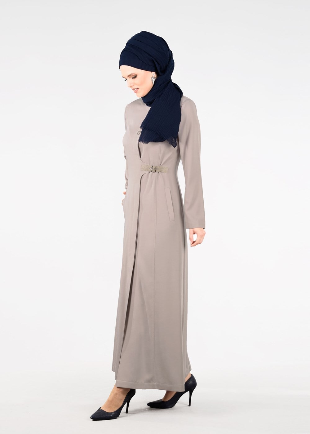 Tesettür giyim BEJ T 1774 Ferda Tesettür 55539 Pardesü-Alv Fashion