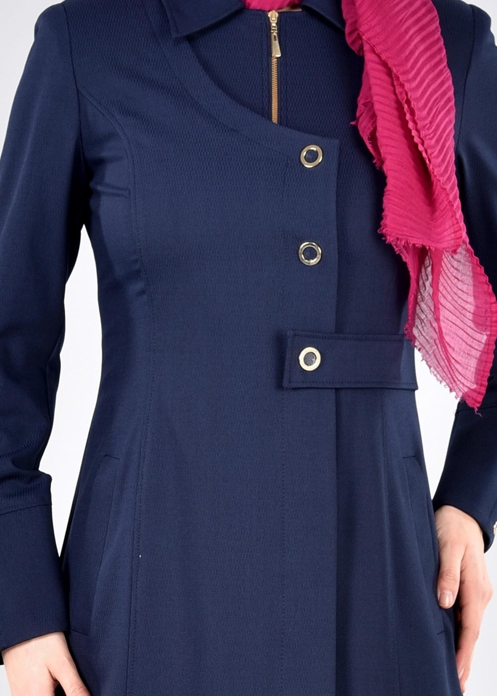 Tesettür giyim LACİVERT T 1775 Deborah Tesettür Pardesü-Alv Fashion