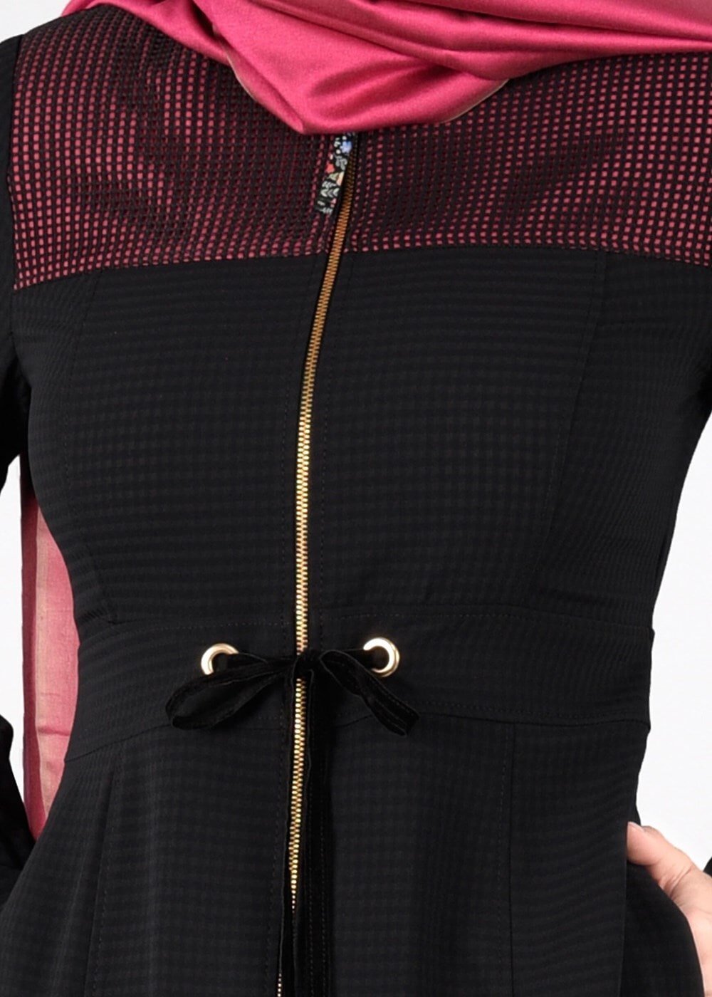 Tesettür giyim SİYAH T 1777 Uvertur Tesettür Pardesü-Alv Fashion