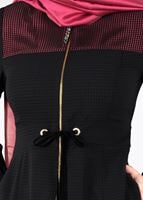 Tesettür giyim SİYAH T 1777 Uvertur Tesettür Pardesü-Alv Fashion