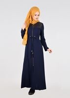 Tesettür giyim LACİVERT T 1777 Uvertur Tesettür Pardesü-Alv Fashion