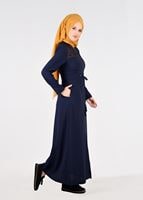 Tesettür giyim LACİVERT T 1777 Uvertur Tesettür Pardesü-Alv Fashion