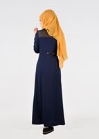 Tesettür giyim LACİVERT T 1777 Uvertur Tesettür Pardesü-Alv Fashion