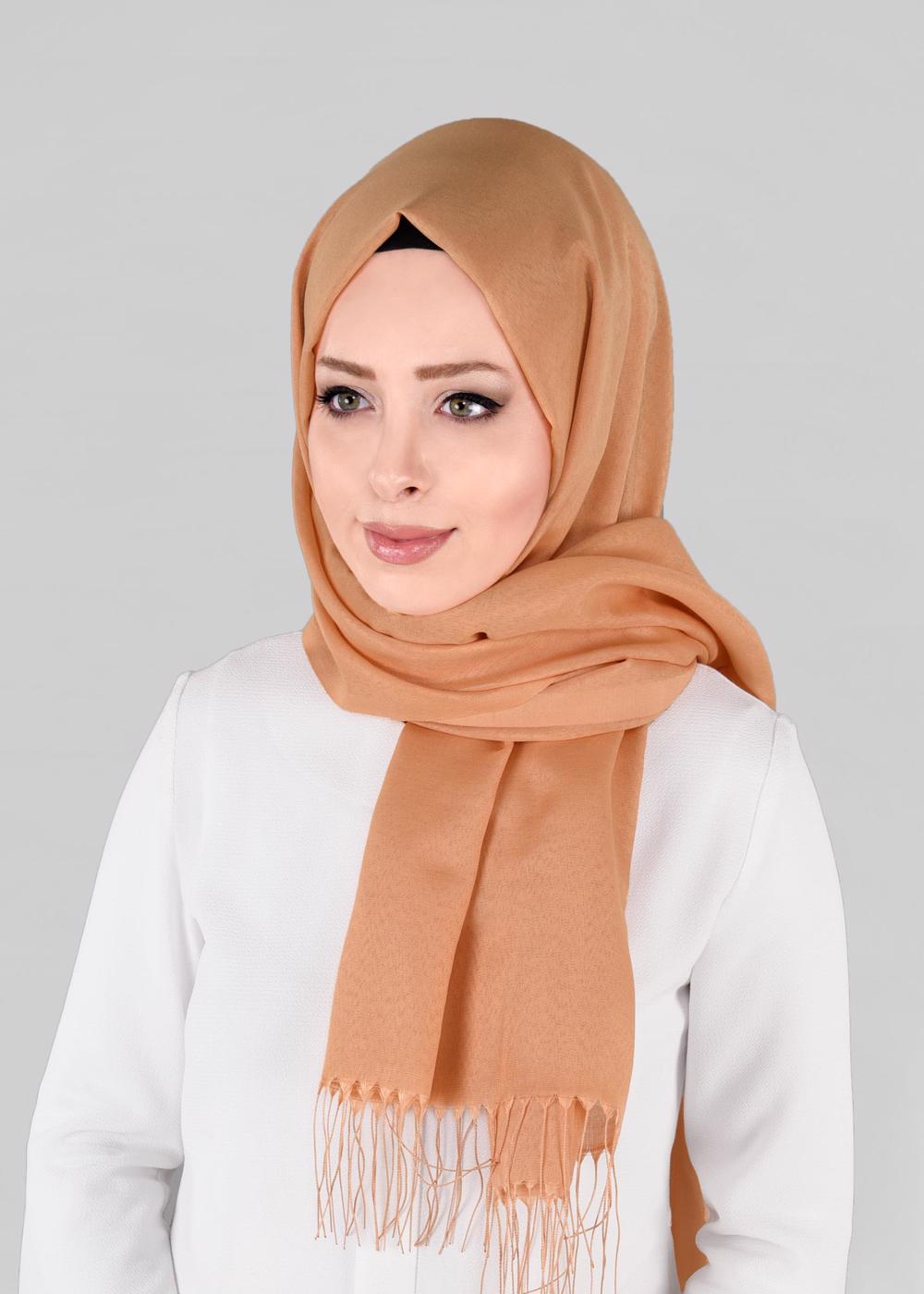 Tesettür giyim PUDRA T 9856 ALVİNA PUNTO KETEN ŞAL