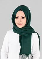Tesettür giyim YEŞİL T 9856 ALVİNA PUNTO KETEN ŞAL