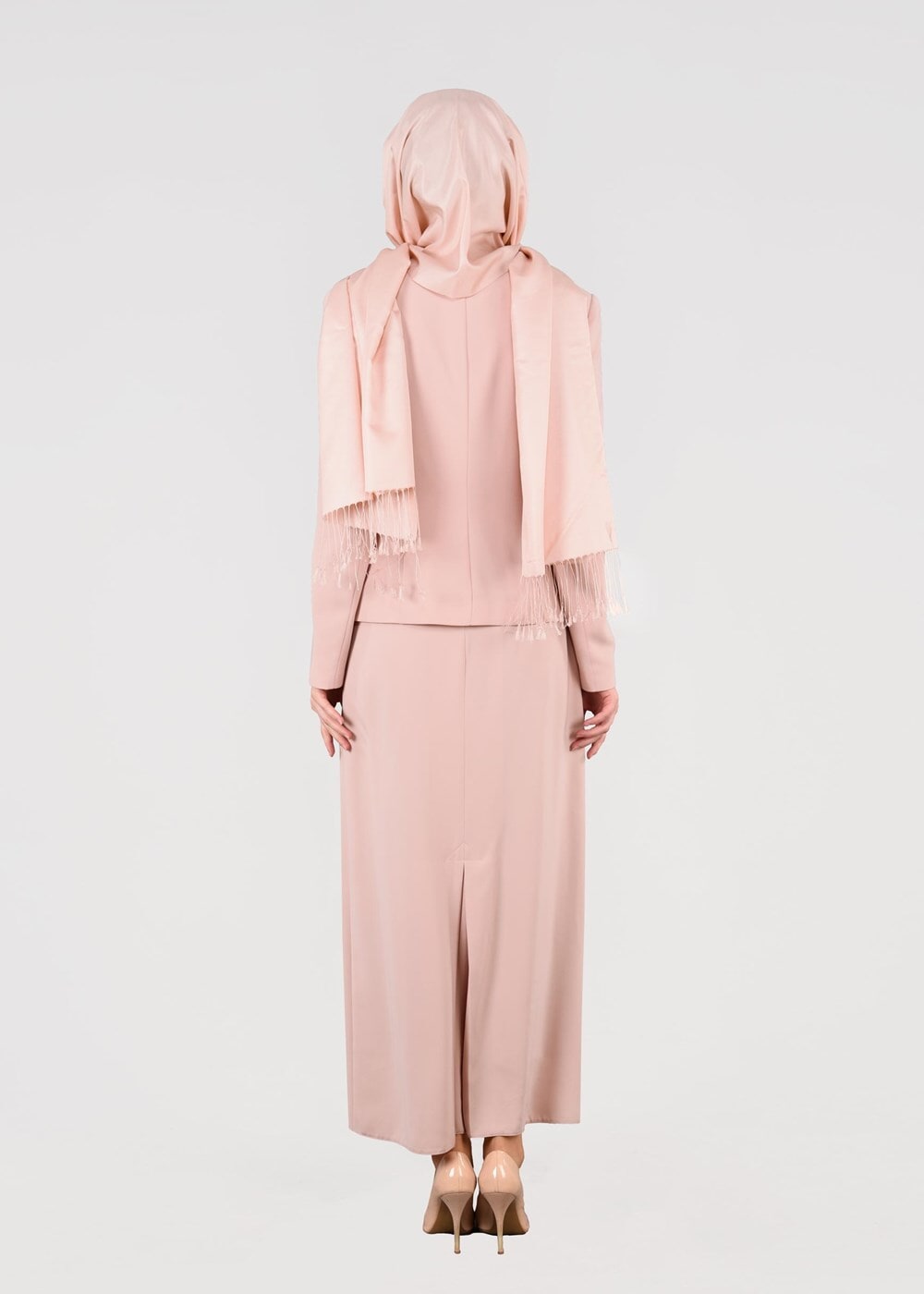 Tesettür giyim PUDRA T 3229E Farah 6288 3&prime;lü Tesettür Etekli Takım-Alv Fashion