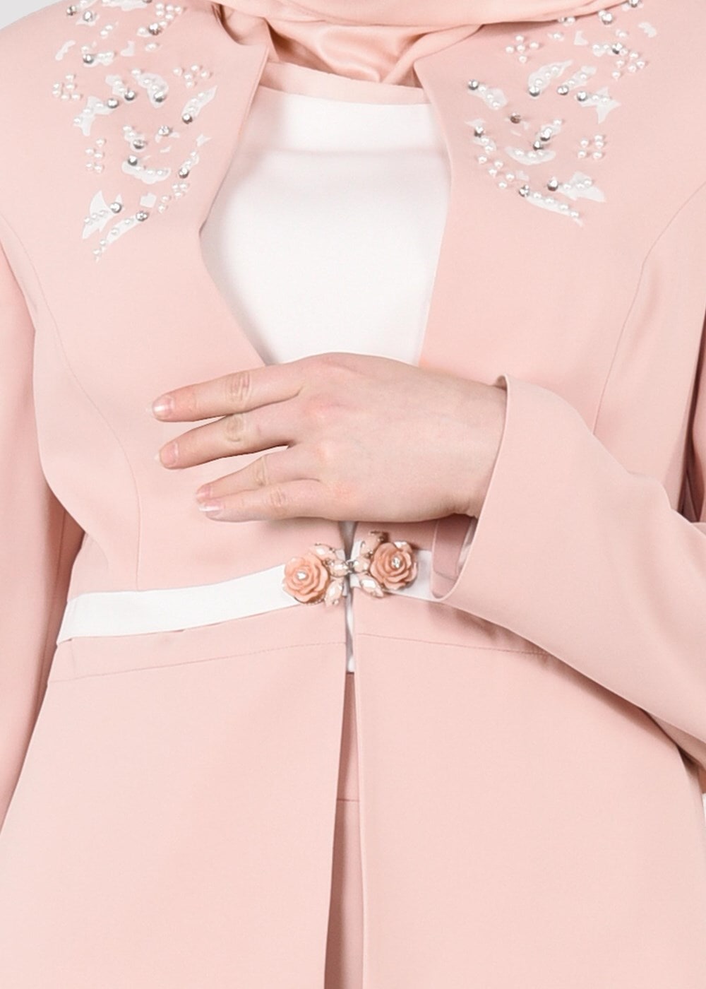 Tesettür giyim PUDRA T 3229E Farah 6288 3&prime;lü Tesettür Etekli Takım-Alv Fashion