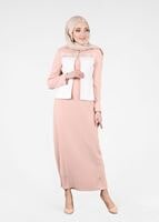 Tesettür giyim PUDRA BONCUK İŞLEME DETAYLI 3&prime;LÜ ETEKLİ TAKIM 3244E 