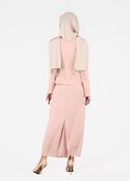 Tesettür giyim PUDRA BONCUK İŞLEME DETAYLI 3&prime;LÜ ETEKLİ TAKIM 3244E 