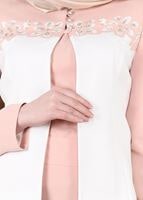 Tesettür giyim PUDRA BONCUK İŞLEME DETAYLI 3&prime;LÜ ETEKLİ TAKIM 3244E 