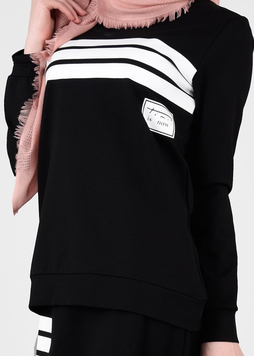 Tesettür giyim SİYAH T 3341 Bwest- Etekli Spor Takım