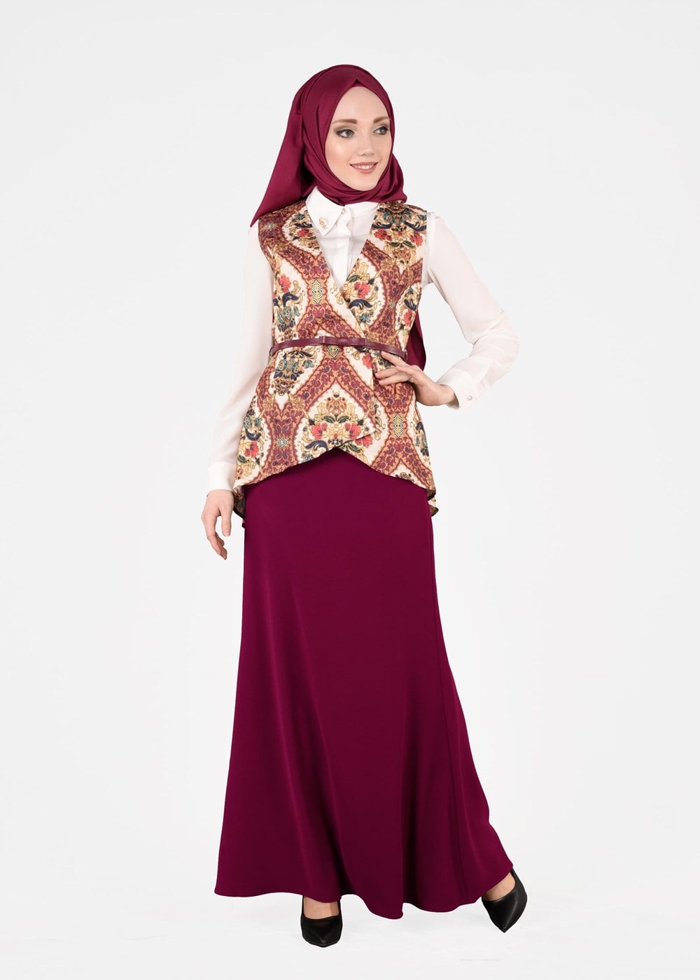 Tesettür giyim MÜRDÜM T 4508 Almina Tesettür 30011 3&prime;Lü Etekli Takım-Alv Fashion