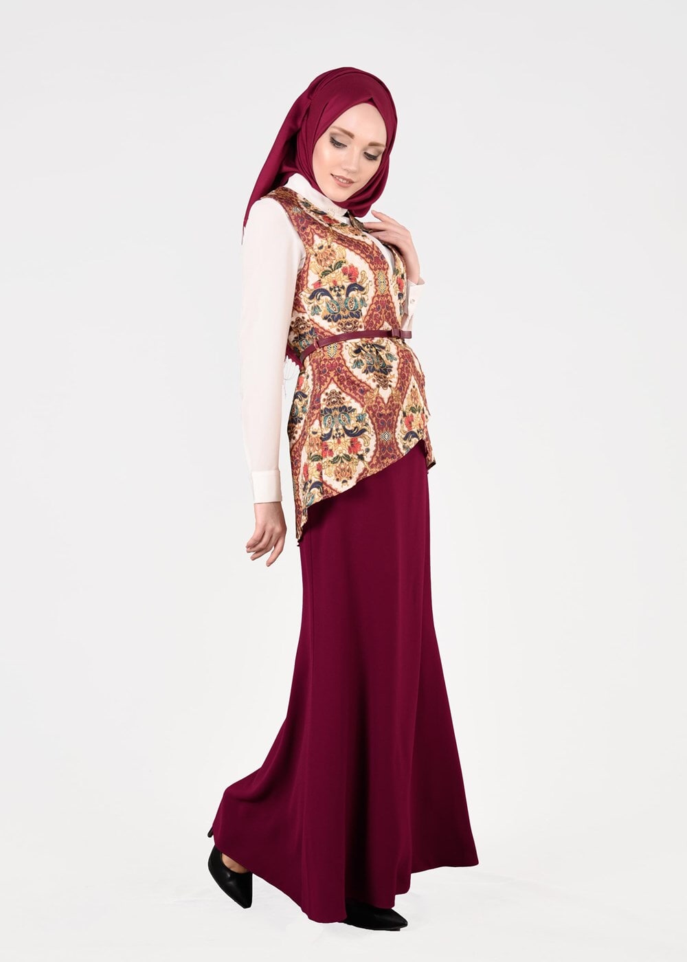 Tesettür giyim MÜRDÜM T 4508 Almina Tesettür 30011 3&prime;Lü Etekli Takım-Alv Fashion