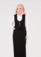 Tesettür giyim SİYAH FERMUAR DETAYLI 2&prime;Lİ ETEKLİ TAKIM 4513 