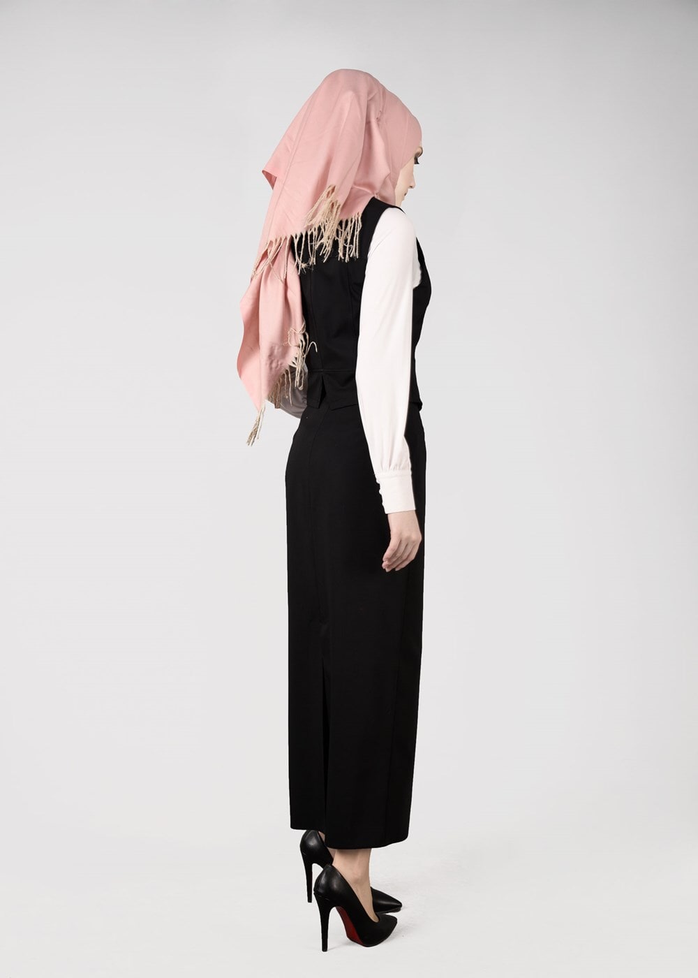 Tesettür giyim SİYAH FERMUAR DETAYLI 2&prime;Lİ ETEKLİ TAKIM 4513 