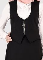 Tesettür giyim SİYAH FERMUAR DETAYLI 2&prime;Lİ ETEKLİ TAKIM 4513 