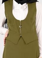 Tesettür giyim YEŞİL FERMUAR DETAYLI 2&prime;Lİ ETEKLİ TAKIM 4513 