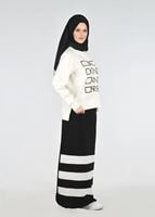 Tesettür giyim KREM Pul Detaylı 2&prime;li Etekli Takım 6531 