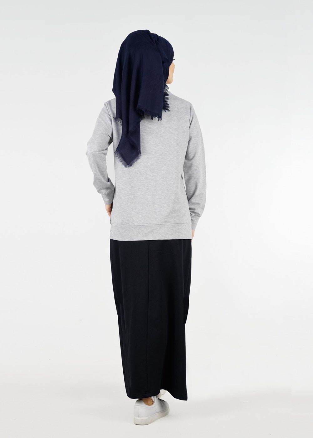 Tesettür giyim GRİ Pul Detaylı 2&prime;li Etekli Takım 6531 