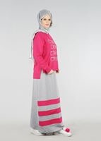 Tesettür giyim FUŞYA Pul Detaylı 2&prime;li Etekli Takım 6531 