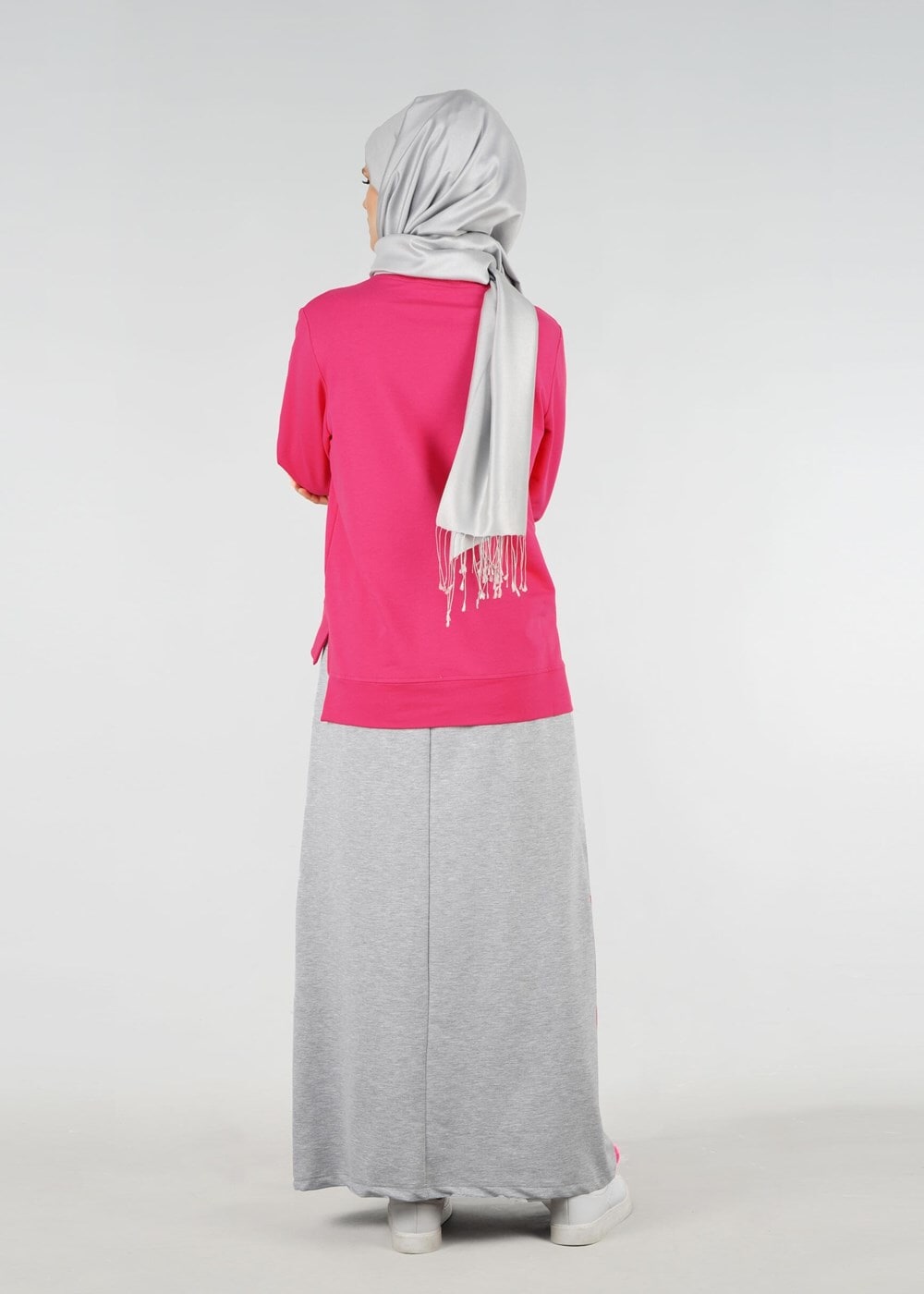 Tesettür giyim FUŞYA Pul Detaylı 2&prime;li Etekli Takım 6531 