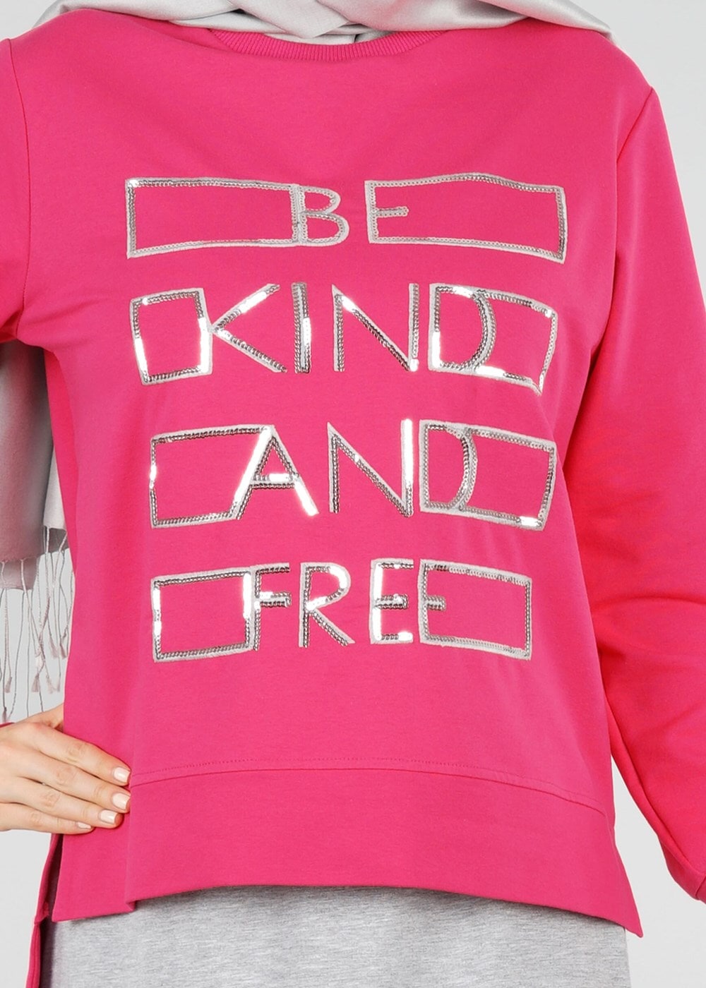 Tesettür giyim FUŞYA Pul Detaylı 2&prime;li Etekli Takım 6531 