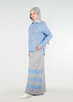 Tesettür giyim MAVİ Pul Detaylı 2&prime;li Etekli Takım 6531 
