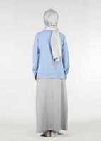 Tesettür giyim MAVİ Pul Detaylı 2&prime;li Etekli Takım 6531 