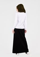 Tesettür giyim SİYAH T 9241 Bwest- Nakış Detaylı 2&prime;li Etekli Takım