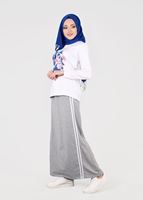 Tesettür giyim GRİ T 9241 Bwest- Nakış Detaylı 2&prime;li Etekli Takım