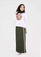 Tesettür giyim HAKİ T 9241 Bwest- Nakış Detaylı 2&prime;li Etekli Takım