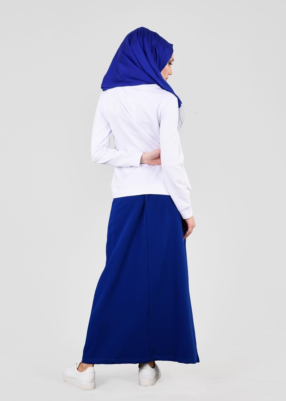 Tesettür giyim LACİVERT T 9241 Bwest- Nakış Detaylı 2&prime;li Etekli Takım