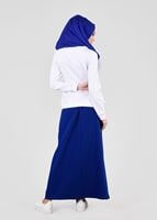 Tesettür giyim LACİVERT T 9241 Bwest- Nakış Detaylı 2&prime;li Etekli Takım