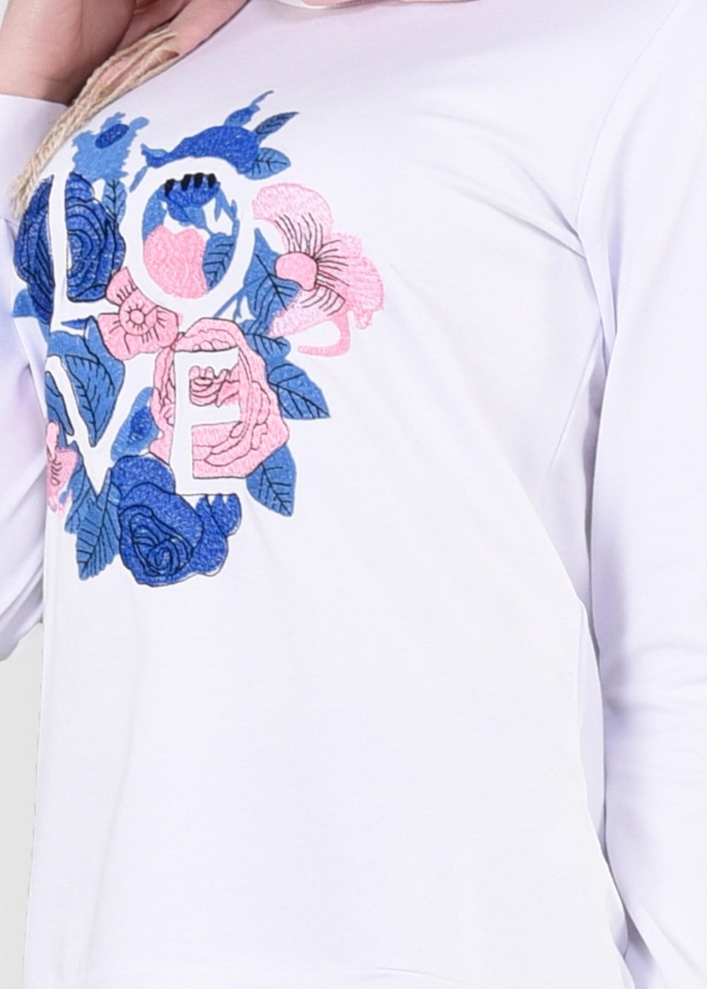 Tesettür giyim MAVİ T 9241 Bwest- Nakış Detaylı 2&prime;li Etekli Takım