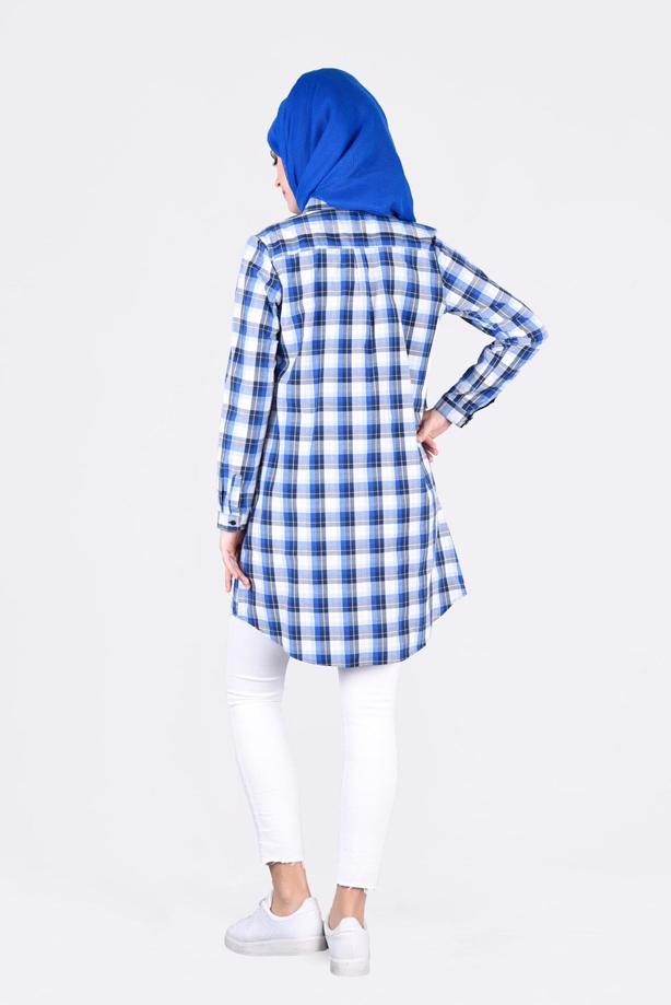 Hijab-Kleidung  T 76215-3 Allday- Ekose Desenli Tunik - TRENDTESETTÜR