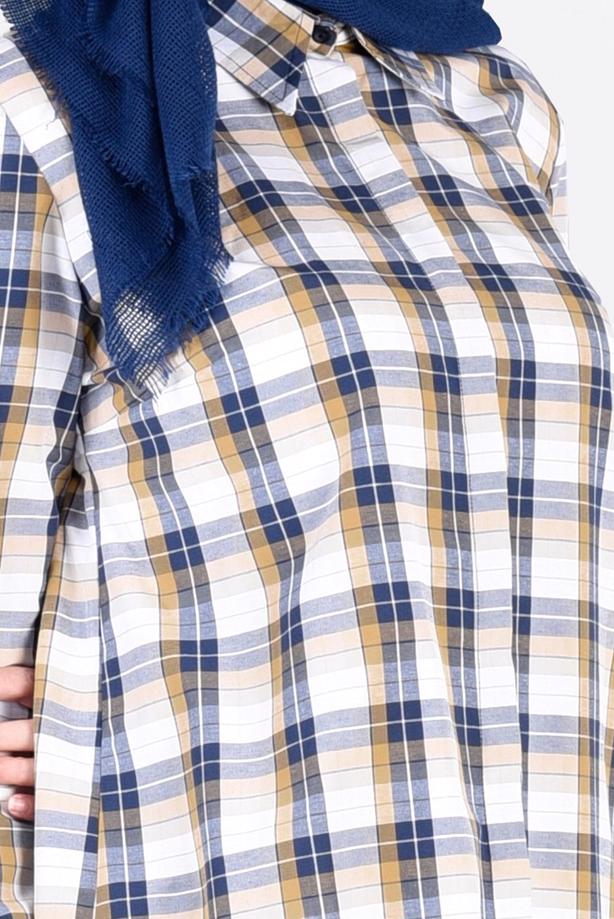 Vêtements hijab  T 76215-3 Allday- Ekose Desenli Tunik - TRENDTESETTÜR