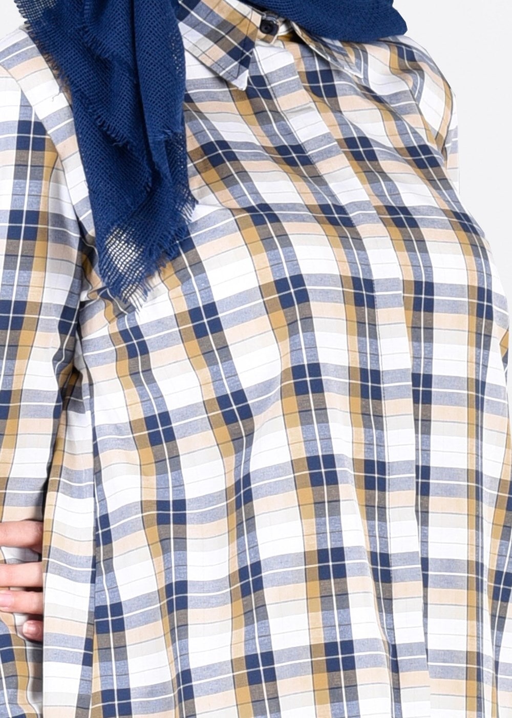 Hijab clothing ORANGE T 76215-3 Allday- Ekose Desenli Tunik