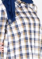 Hijab clothing ORANGE T 76215-3 Allday- Ekose Desenli Tunik