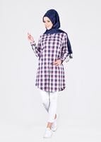 Tesettür giyim MOR T 76215-3 Allday- Ekose Desenli Tunik