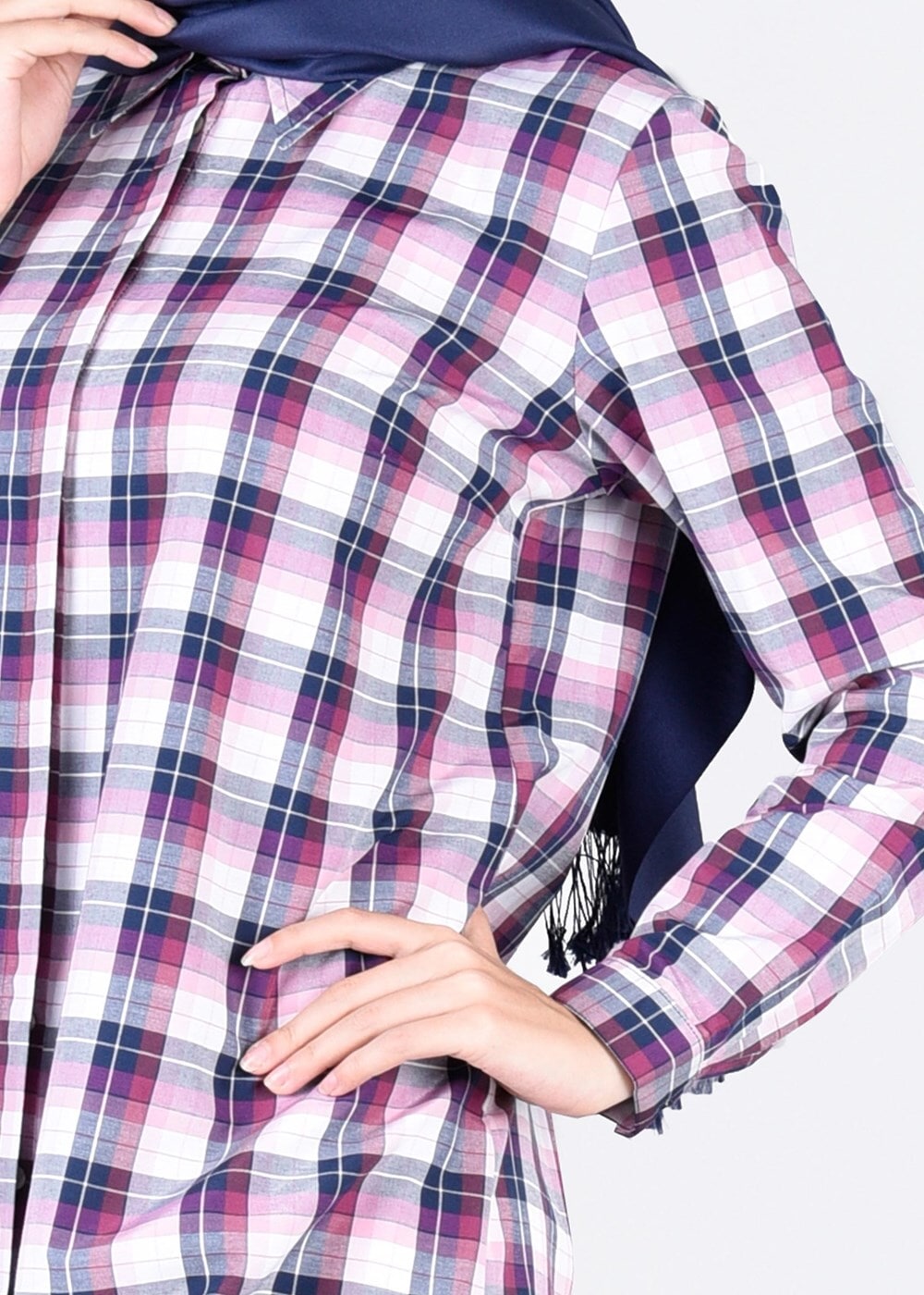 Tesettür giyim MOR T 76215-3 Allday- Ekose Desenli Tunik