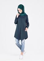 Tesettür giyim YEŞİL T 76215-4 Allday-Ekose Tunik