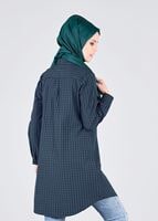 Tesettür giyim YEŞİL T 76215-4 Allday-Ekose Tunik
