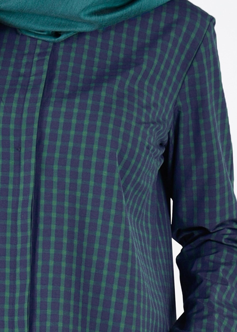 Tesettür giyim YEŞİL T 76215-4 Allday-Ekose Tunik