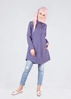 Tesettür giyim PEMBE T 76215-4 Allday-Ekose Tunik
