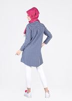 Tesettür giyim LACİVERT T 76215-4 Allday-Ekose Tunik