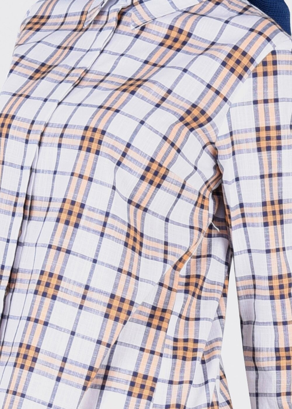 Tesettür giyim SARI T 86215-2 Allday- Gizli Patlı Ekose Tunik