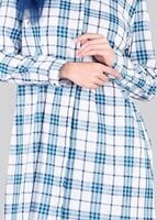 Tesettür giyim MAVİ T 86215-2 Allday- Gizli Patlı Ekose Tunik