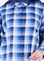 Tesettür giyim LACİVERT T 86215-3 Allday- Gizli Patlı Ekose Tunik