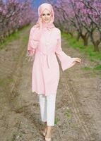 Tesettür giyim PUDRA T 22471 Elegance-Pilise Detaylı Kuşaklı Tunik