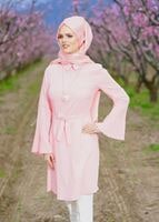 Tesettür giyim PUDRA T 22471 Elegance-Pilise Detaylı Kuşaklı Tunik